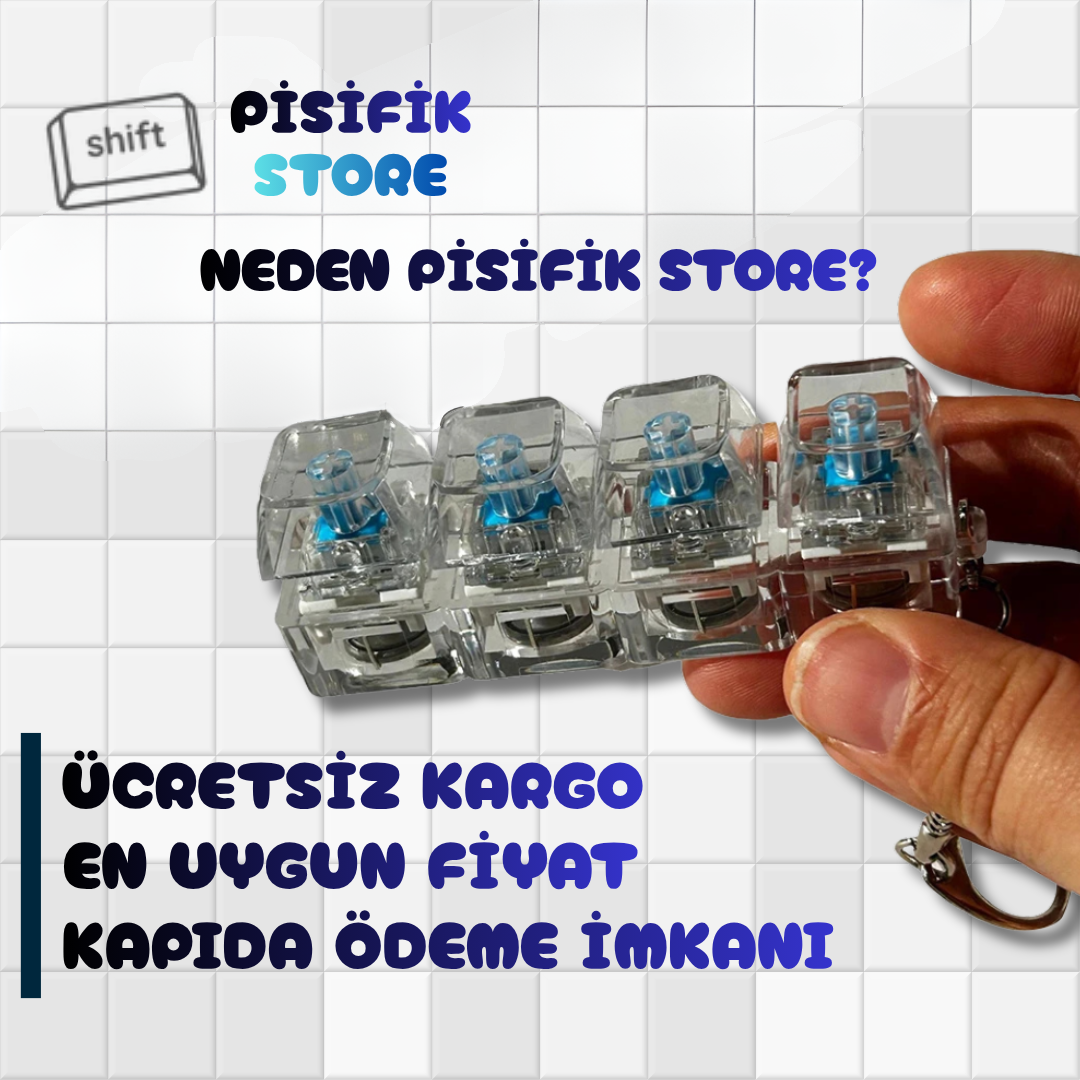 Pisifik Store - Işıklı Şeffaf Klavye Anahtarlık